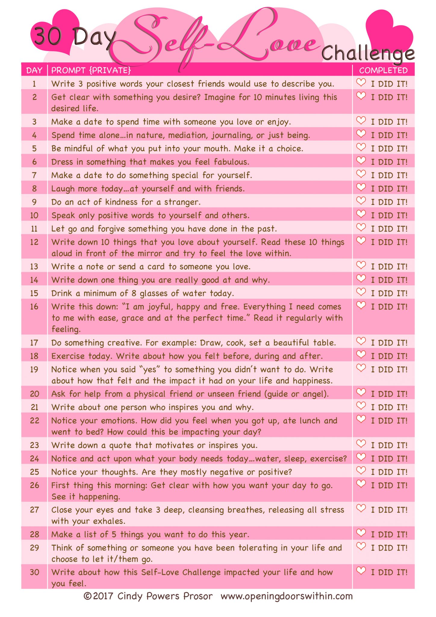 30 self love challenge